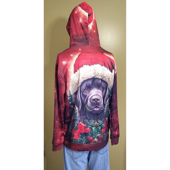 'Christmas Black Lab" Pullover Hoodie L - Picture 3 of 6